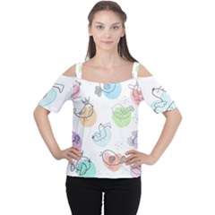 Cartoon-bird-cute-doodle-bird Cutout Shoulder Tee