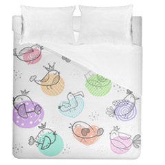 Cartoon-bird-cute-doodle-bird Duvet Cover (Queen Size)