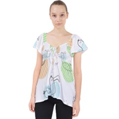 Cartoon-bird-cute-doodle-bird Lace Front Dolly Top