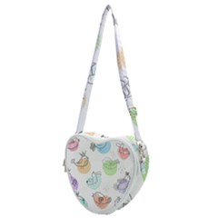 Cartoon-bird-cute-doodle-bird Heart Shoulder Bag