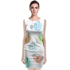 Cartoon-bird-cute-doodle-bird Sleeveless Velvet Midi Dress