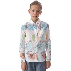 Cartoon-bird-cute-doodle-bird Kids  Long Sleeve Shirt