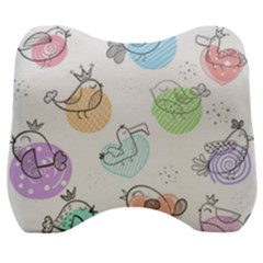 Cartoon-bird-cute-doodle-bird Velour Head Support Cushion