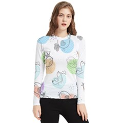 Cartoon-bird-cute-doodle-bird Women s Long Sleeve Rash Guard