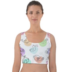 Cartoon-bird-cute-doodle-bird Velvet Crop Top