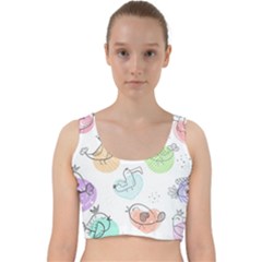 Cartoon-bird-cute-doodle-bird Velvet Racer Back Crop Top