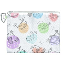 Cartoon-bird-cute-doodle-bird Canvas Cosmetic Bag (XXL)
