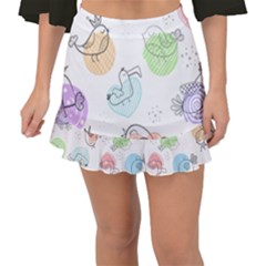 Cartoon-bird-cute-doodle-bird Fishtail Mini Chiffon Skirt