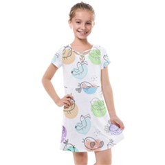 Cartoon-bird-cute-doodle-bird Kids  Cross Web Dress