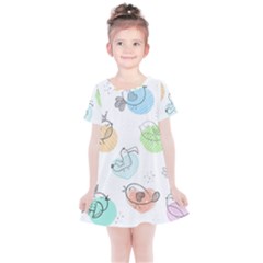 Cartoon-bird-cute-doodle-bird Kids  Simple Cotton Dress