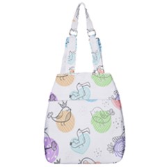 Cartoon-bird-cute-doodle-bird Center Zip Backpack