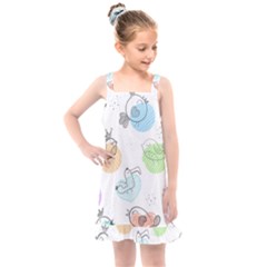 Cartoon-bird-cute-doodle-bird Kids  Overall Dress