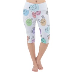 Cartoon-bird-cute-doodle-bird Lightweight Velour Cropped Yoga Leggings