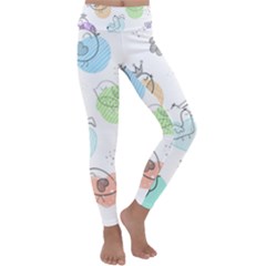 Cartoon-bird-cute-doodle-bird Kids  Lightweight Velour Classic Yoga Leggings