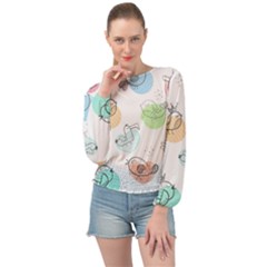 Cartoon-bird-cute-doodle-bird Banded Bottom Chiffon Top