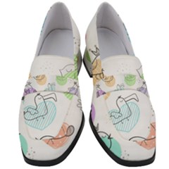 Cartoon-bird-cute-doodle-bird Women s Chunky Heel Loafers