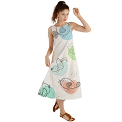 Cartoon-bird-cute-doodle-bird Summer Maxi Dress