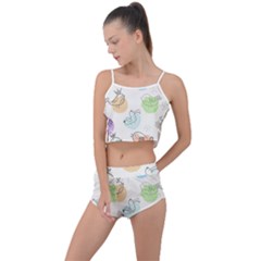 Cartoon-bird-cute-doodle-bird Summer Cropped Co-Ord Set