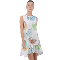 Cartoon-bird-cute-doodle-bird Frill Swing Dress