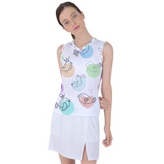 Cartoon-bird-cute-doodle-bird Women s Sleeveless Sports Top