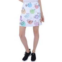 Cartoon-bird-cute-doodle-bird Tennis Skirt