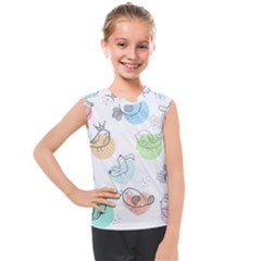 Cartoon-bird-cute-doodle-bird Kids  Mesh Tank Top