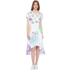 Cartoon-bird-cute-doodle-bird High Low Boho Dress