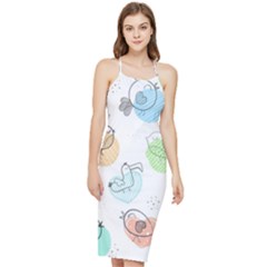 Cartoon-bird-cute-doodle-bird Bodycon Cross Back Summer Dress