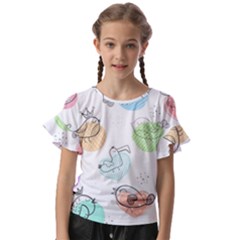 Cartoon-bird-cute-doodle-bird Kids  Cut Out Flutter Sleeves