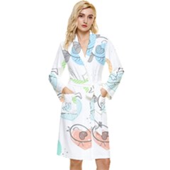 Cartoon-bird-cute-doodle-bird Long Sleeve Velour Robe