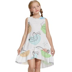 Cartoon-bird-cute-doodle-bird Kids  Frill Swing Dress