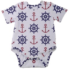 Nautical-seamless-pattern Baby Short Sleeve Onesie Bodysuit by Jancukart