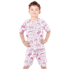 Cute-girly-seamless-pattern Kids  Tee And Shorts Set