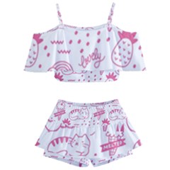Cute-girly-seamless-pattern Kids  Off Shoulder Skirt Bikini by Jancukart
