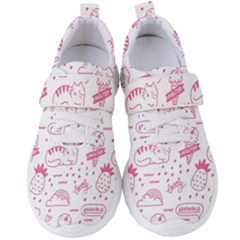 Cute-girly-seamless-pattern Women s Velcro Strap Shoes