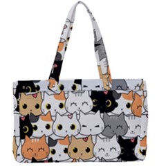 Cute-cat-kitten-cartoon-doodle-seamless-pattern Canvas Work Bag