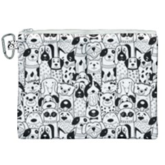 Seamless-pattern-with-black-white-doodle-dogs Canvas Cosmetic Bag (xxl)