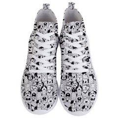 Seamless-pattern-with-black-white-doodle-dogs Men s Lightweight High Top Sneakers