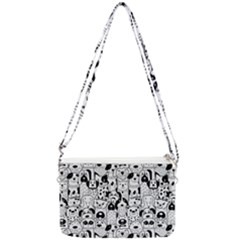 Seamless-pattern-with-black-white-doodle-dogs Double Gusset Crossbody Bag by Jancukart