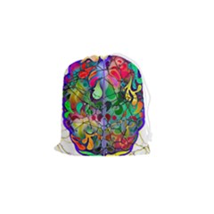 Brain Head Mind Man Silhouette Drawstring Pouch (small) by Wegoenart