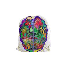 Brain Head Mind Man Silhouette Drawstring Pouch (medium) by Wegoenart