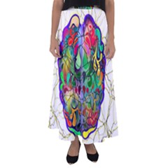 Brain Head Mind Man Silhouette Flared Maxi Skirt