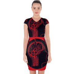 Artificial Intelligence Brain Think Capsleeve Drawstring Dress 