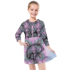 Tourette Syndrome Epilepsy Brain Kids  Quarter Sleeve Shirt Dress by Wegoenart