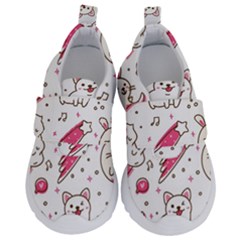 Cute-animals-seamless-pattern-kawaii-doodle-style Kids  Velcro No Lace Shoes