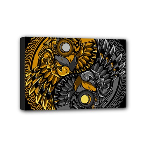 Yin-yang-owl-doodle-ornament-illustration Mini Canvas 6  X 4  (stretched) by Jancukart