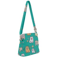 Seamless-pattern-cute-cat-cartoon-with-hand-drawn-style Zipper Messenger Bag by Jancukart