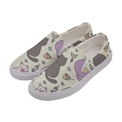 Funny Cartoon Cats Seamless Pattern Women s Canvas Slip Ons by Jancukart