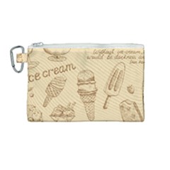 Ice-cream-vintage-pattern Canvas Cosmetic Bag (medium) by Jancukart