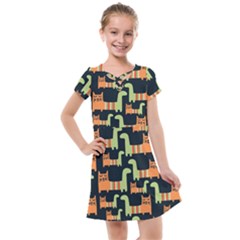 Seamless-pattern-with-cats Kids  Cross Web Dress